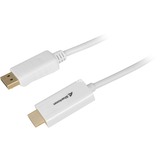 Sharkoon DisplayPort 1.2 > HDMI, Adaptateur Blanc, 2 mètres, 4K