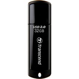 Transcend JetFlash 350 lecteur USB flash 32 Go USB Type-A 2.0 Noir, Clé USB Noir brillant, 32 Go, USB Type-A, 2.0, Casquette, 8,5 g, Noir