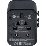 Verbatim Adaptateur universel de voyage UTA-02, Prise de voyage Noir, 1x USB-A, 1x USB-C