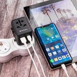 Verbatim Adaptateur universel de voyage UTA-02, Prise de voyage Noir, 1x USB-A, 1x USB-C