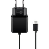 goobay 15W USB-C chargeur Noir, 1x USB-C, avec câble