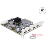 DeLOCK Carte PCI-E x4 vers 4 x USB-A 10 Gbps Double Canal, Carte d'interface 