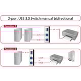 DeLOCK Commutateur USB 3.0 2 ports, Switch USB Gris/Noir