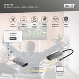 Digitus Extendeur vidéo 4K USB-C > HDMI, 30 mètres, Extension HDMI Noir