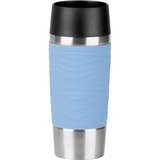 Emsa TRAVEL MUG Waves thermos 0,36 L Bleu, Gobelet Bleu clair/en acier inoxydable, 0,36 L, Bleu, Polypropylène (PP), Silicone, Acier inoxydable, 8,3 cm, 200 mm