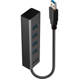 Lindy Hub USB 3.0 4 ports USB 3.2 Gen 1 (3.1 Gen 1) Type-A, USB 3.2 Gen 1 (3.1 Gen 1) Type-A, 5000 Mbit/s, Noir, Aluminium, Plastique, 0,3 m