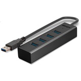Lindy Hub USB 3.0 4 ports USB 3.2 Gen 1 (3.1 Gen 1) Type-A, USB 3.2 Gen 1 (3.1 Gen 1) Type-A, 5000 Mbit/s, Noir, Aluminium, Plastique, 0,3 m