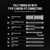 Corsair RM750x SHIFT 80 PLUS Gold Reconditionné alimentation modulaire 750 watt Noir, 1x 12V-2x6, 2x PCIe