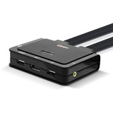 Lindy 42344 commutateur écran, clavier et souris Grille de montage Noir, Switch KVM Noir, 4096 x 2160 pixels, 4K Ultra HD, Grille de montage, Noir