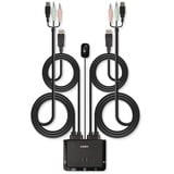 Lindy Switch KVM 2 Ports DisplayPort 1.2, USB 2.0 & Audio, Câbles Intégrés Noir, USB 2.0 & Audio, Câbles Intégrés, 4096 x 2160 pixels, 4K Ultra HD, Grille de montage, Noir