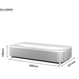 Epson EH-LS800W Projecteur à focale ultra courte 4000 ANSI lumens 3LCD 4K+ (5120x3200) Blanc, Projecteur laser Blanc, 4000 ANSI lumens, 3LCD, 4K+ (5120x3200), 2500000:1, 16:9, 2032 - 3810 mm (80 - 150")