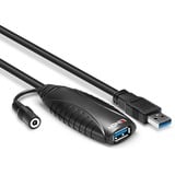 Lindy Rallonge active USB 3.0, 10m, Câble d'extension Noir, 10m, 10 m, USB A, USB A, USB 3.2 Gen 1 (3.1 Gen 1), 5 Gbit/s, Noir