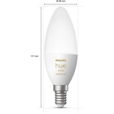 Philips Hue Flamme - Ampoule connectée E14 - (pack de 2), Lampe à LED Philips Hue White ambiance Flamme - Ampoule connectée E14 - (pack de 2), Ampoule intelligente, Blanc, Bluetooth/Zigbee, LED intégrée, E14, Lumière du jour froide, Blanc chaud