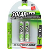 Ansmann 5035513 pile domestique Batterie rechargeable AA Hybrides nickel-métal (NiMH) Argent, Batterie rechargeable, AA, Hybrides nickel-métal (NiMH), 1,2 V, 2 pièce(s), 800 mAh