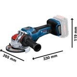 Bosch BOSCH GWX 18V-15 PSC solo KARToN, Meuleuse d'angle Bleu/Noir, 9800 tr/min, Batterie, 2,3 kg