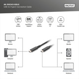 Digitus Câble USB4 Gen 3x2, connecteur USB-C > connecteur USB-C, 40Gbit/s Noir