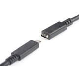 Digitus Câble de rallonge USB 2.0, connecteur USB-C > prise USB-C, Câble d'extension Noir