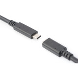 Digitus Câble de rallonge USB 2.0, connecteur USB-C > prise USB-C, Câble d'extension Noir