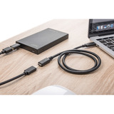 Digitus Câble de rallonge USB 2.0, connecteur USB-C > prise USB-C, Câble d'extension Noir