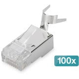 Digitus Connecteurs modulaires pour câble rond, CAT 6A, blindés, 100 pièces, Prise de courant Argent