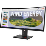 Lenovo ThinkVision T34WD-40 Moniteur 34" UltraWide incurvé  Noir, 86,4 cm (34"), 3440 x 1440 pixels, Wide Quad HD, LED, 6 ms, Noir