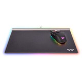 Thermaltake Argent MP1 RGB Tapis de souris de jeu Noir, Titane, Tapis de souris gaming Noir, Noir, Titane, Monochromatique, Aluminium, Caoutchouc, Alimenté par port USB, Base antidérapante, Tapis de souris de jeu