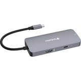 Verbatim CMH-05 USB Type-C 5000 Mbit/s Argent, Station d'accueil Gris, USB Type-C, HDMI, RJ-45, USB 3.2 Gen 1 (3.1 Gen 1) Type-C, USB Type-C, 5000 Mbit/s, 60 Hz, Argent, Acrylonitrile-Butadiène-Styrène (ABS), Aluminium