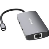 Verbatim CMH-05 USB Type-C 5000 Mbit/s Argent, Station d'accueil Gris, USB Type-C, HDMI, RJ-45, USB 3.2 Gen 1 (3.1 Gen 1) Type-C, USB Type-C, 5000 Mbit/s, 60 Hz, Argent, Acrylonitrile-Butadiène-Styrène (ABS), Aluminium