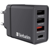 Verbatim Chargeur USB mural 4 ports 30 W - Noir Noir, Intérieure, Secteur, Noir