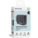 Verbatim Chargeur USB mural 4 ports 30 W - Noir Noir, Intérieure, Secteur, Noir