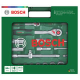 Bosch Set de cliquets 1/4" + 1/2" avec douilles, 60 pièces, Clés mixtes à cliquet Vert