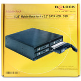 DeLOCK Cadre amovible 5,25″ pour 4 x 2,5″ SATA HDD / SSD, Cadrage Noir