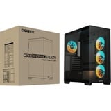 GIGABYTE C500 PANORAMIC STEALTH Midi Tower Noir, boîtier pc Noir | 2x USB-A | 1x USB-C | RGB | Window