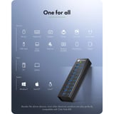 ICY BOX IB-AC6110a, Hub USB Noir