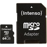 Intenso 64GB MicroSDHC 64 Go MicroSDXC Classe 10, Carte mémoire 64 Go, MicroSDXC, Classe 10, 25 Mo/s, Résistant aux chocs, Résistant à une température, Imperméable, Résistant aux rayons X, Noir