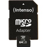 Intenso 64GB MicroSDHC 64 Go MicroSDXC Classe 10, Carte mémoire 64 Go, MicroSDXC, Classe 10, 25 Mo/s, Résistant aux chocs, Résistant à une température, Imperméable, Résistant aux rayons X, Noir