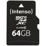 Intenso 64GB MicroSDHC 64 Go MicroSDXC Classe 10, Carte mémoire 64 Go, MicroSDXC, Classe 10, 25 Mo/s, Résistant aux chocs, Résistant à une température, Imperméable, Résistant aux rayons X, Noir