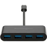 Kensington CH1200 Hub 4 ports USB-C 10 Gbits/s, Hub USB Noir, USB 3.2 Gen 2 (3.1 Gen 2) Type-C, USB 3.2 Gen 2 (3.1 Gen 2) Type-A, 10000 Mbit/s, Noir, Acrylonitrile-Butadiène-Styrène (ABS), Câble rond