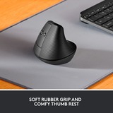 Logitech Lift Vertical ergonomique , Souris Graphite/Noir, Bluetooth, 4000 DPI,gaucher