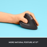 Logitech Lift Vertical ergonomique , Souris Graphite/Noir, Bluetooth, 4000 DPI,gaucher