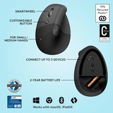 Logitech Lift Vertical ergonomique , Souris Graphite/Noir, Bluetooth, 4000 DPI,gaucher