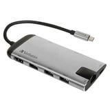 Verbatim 49142 station d'accueil USB 3.2 Gen 1 (3.1 Gen 1) Type-C Noir, Argent Gris, USB 3.2 Gen 1 (3.1 Gen 1) Type-C, Noir, Argent, MicroSD (TransFlash), USB 3.2 Gen 1 (3.1 Gen 1) Type-C, Métal, USB