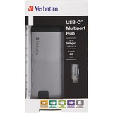 Verbatim 49142 station d'accueil USB 3.2 Gen 1 (3.1 Gen 1) Type-C Noir, Argent Gris, USB 3.2 Gen 1 (3.1 Gen 1) Type-C, Noir, Argent, MicroSD (TransFlash), USB 3.2 Gen 1 (3.1 Gen 1) Type-C, Métal, USB