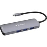 Verbatim CMH-08 USB Type-C 5000 Mbit/s Argent, Station d'accueil Gris, USB Type-C, HDMI, USB 3.2 Gen 1 (3.1 Gen 1) Type-A, USB Type-C, MicroSD (TransFlash), SD, 5000 Mbit/s, 30 Hz, Argent