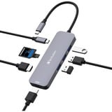 Verbatim CMH-08 USB Type-C 5000 Mbit/s Argent, Station d'accueil Gris, USB Type-C, HDMI, USB 3.2 Gen 1 (3.1 Gen 1) Type-A, USB Type-C, MicroSD (TransFlash), SD, 5000 Mbit/s, 30 Hz, Argent