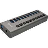 i-tec USB 3.0 Charging HUB 10 port + Power Adapter 48 W, Hub USB Noir, Intérieure, Secteur, Gris