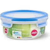 Emsa Clip & Close Rond Bol 0,85 L Bleu, Transparent 1 pièce(s), Boîte Transparent/Bleu, Bol, Rond, 0,85 L, Bleu, Transparent, Polypropylène (PP), Élastomère thermoplastique (TPE), Allemagne