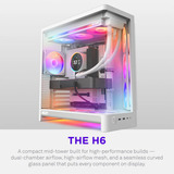 NZXT H6 RGB+ ( 2026 ) Tout Blanc boîtier midi tower Blanc | 2x USB-A | 1x USB-C | RGB | Verre trempé