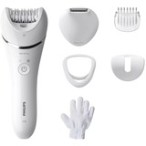 Philips Épilateur 100 % étanche pour les jambes et le corps, Appareil à épiler Blanc/chrome, Argent, Blanc, 32 pince(s), 70400 tr/min, Batterie, 15 V, Batterie intégré