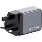 Verbatim GNC-65 Universel Noir, Gris Secteur Charge rapide Intérieure Gris, 2x USB-C, 1x USB-A, Intérieure, Secteur, 20 V, Noir, Gris